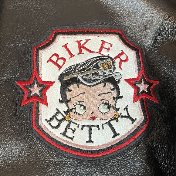Vintage Betty Boop Motorcycle Club Leather American Toons Bomber Jacket Size XL - Picture 7 of 16